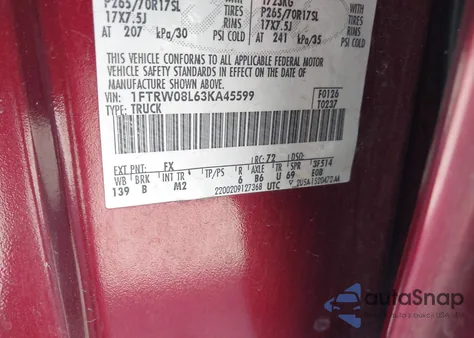 2003 Ford F150 Supercrew from USA, damaged, VIN 1FTRW08L63KA45599